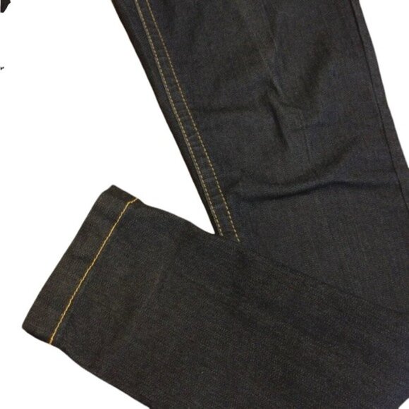 Y2K Rocawear Jeans Black Faux Leather Zipper Pockets Size 7 - Picture 2 of 7